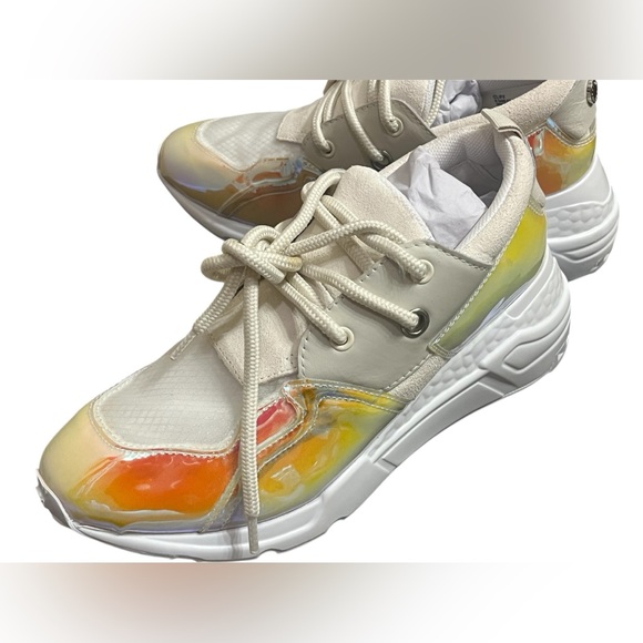Steve Madden Cliff iridescent Leather, fabric and vegan suede sneakers NWOB - Picture 2 of 9